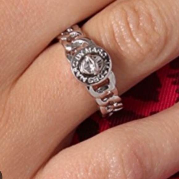Marc Jacobs Silver Katie Turnlock Chain Ring size 7 - Picture 3 of 7